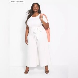 Lane Bryant White Jumpsuit with Tie Waist